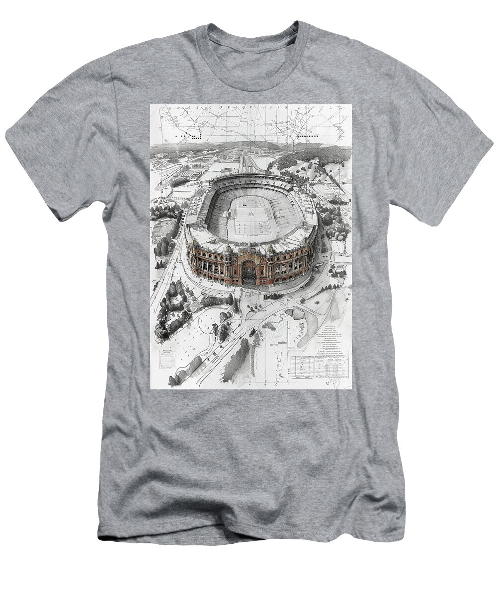 Beaver Stadium University Park Pennsylvania Drawing Detailed Architectural Drawing of a Stadium with City Map Overlay Tommy Mcdaniel T-Shirt