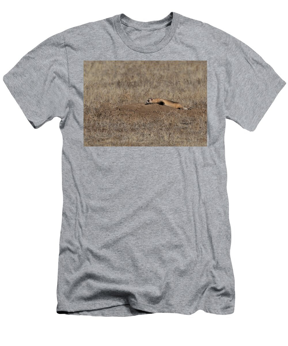 Black Footed Ferret Slowly Sneaking Up Onto a Black Tailed Charlie Summers Natureplcom T-Shirt