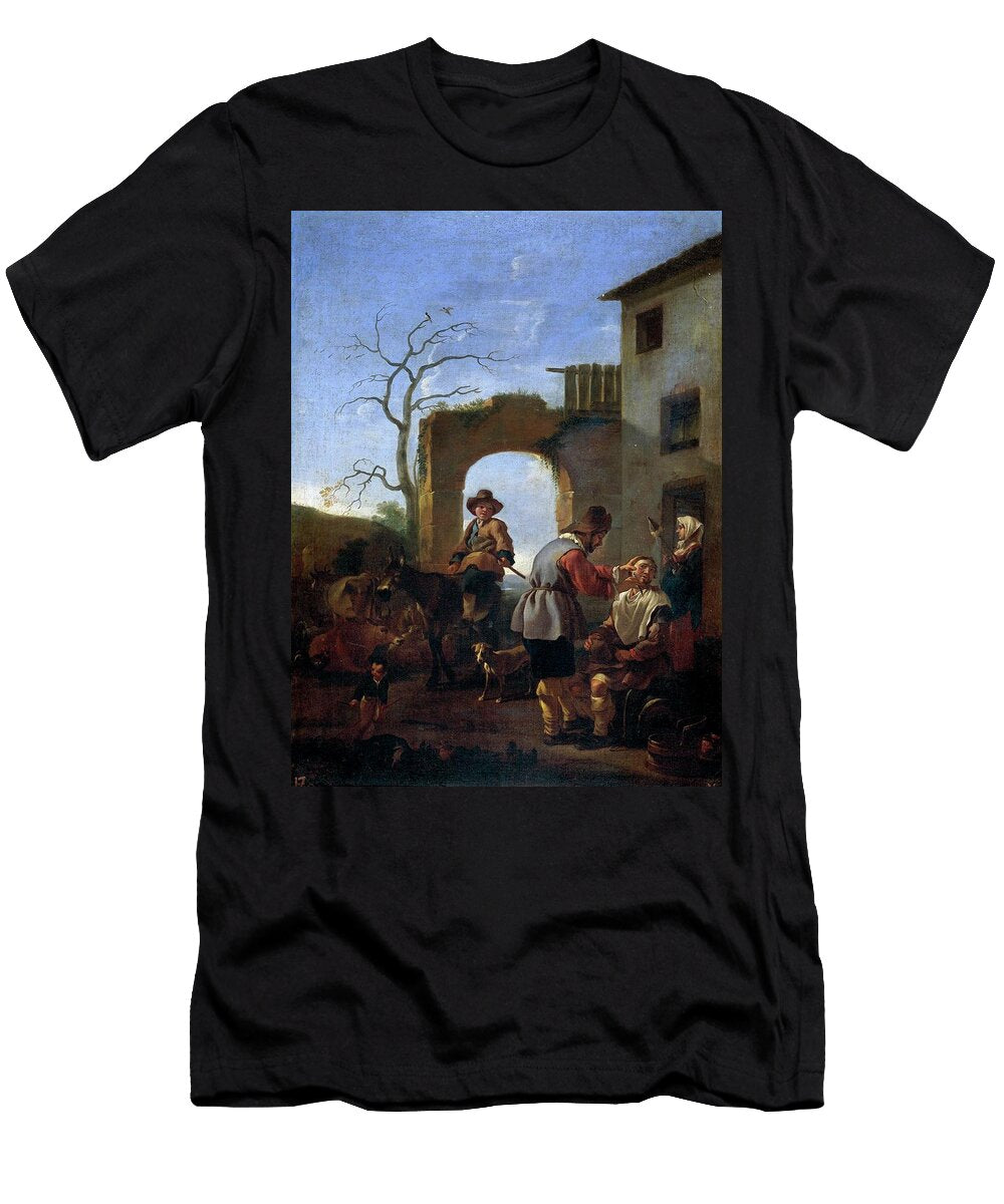 El Barbero Del Lugar 17th Century Flemish School Oil on Canvas 66 Cm X 51 Cm P0 Jan Miel 1599 1663 T-Shirt