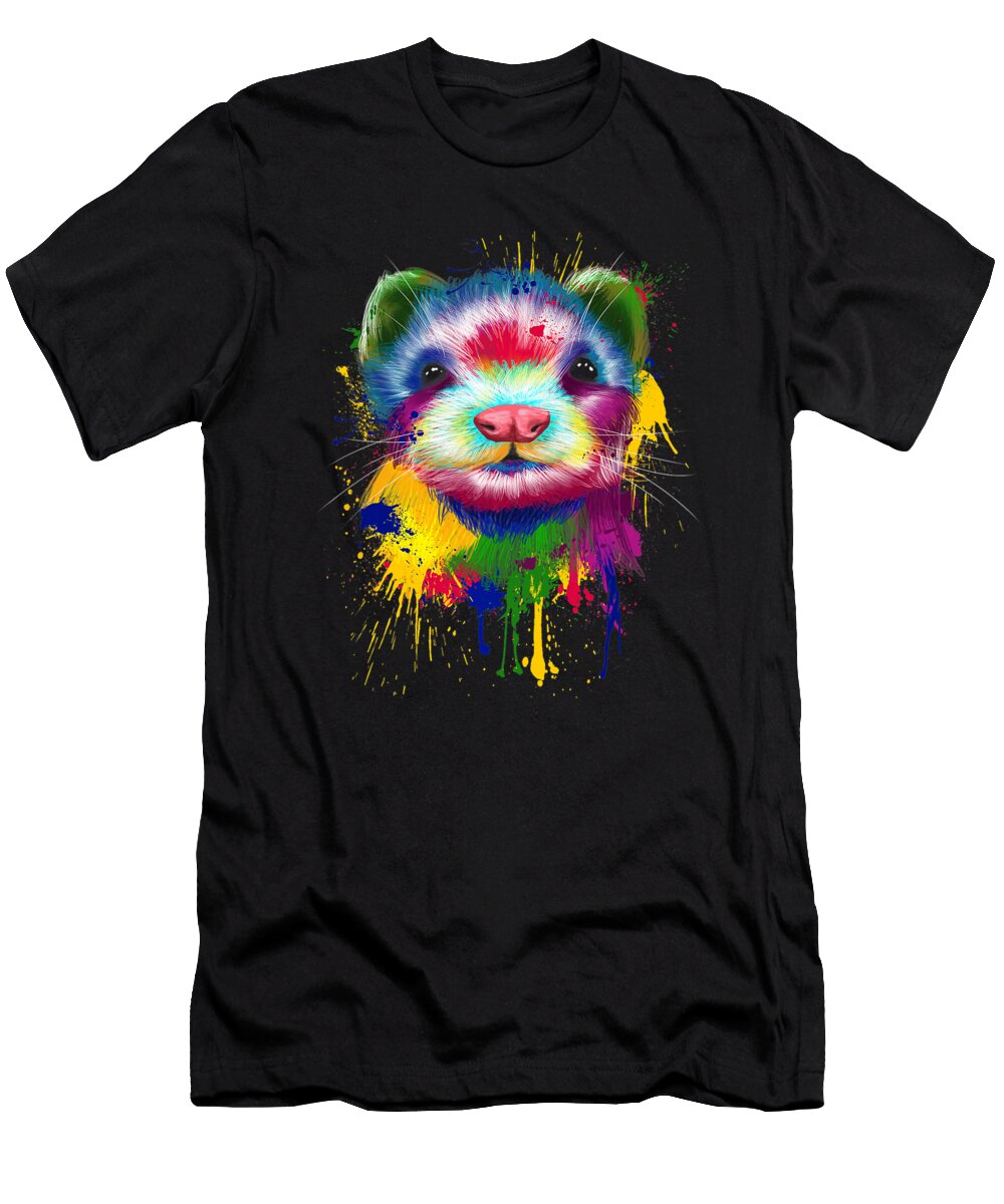 Ferret Artwork Face Hand Painting Splash Art Pet Polecat Dhbubble T-Shirt