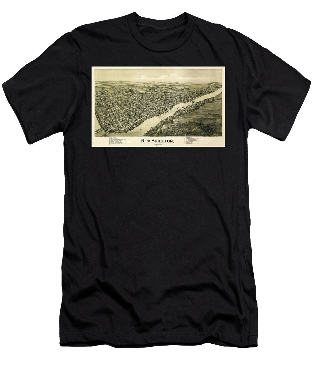 New Brighton Pennsylvania Historical Vintage Map Birds Eye View 1901 Carol Japp T-Shirt
