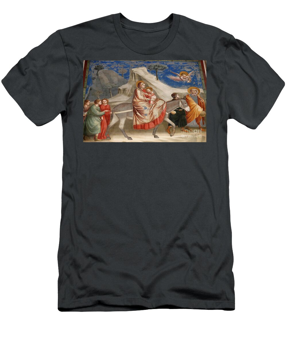 The Scrovegni Chapel Fresco By Giotto 14 Th Century the Flight Into Egypt Holy Familiy Padua Italy Giotto T-Shirt